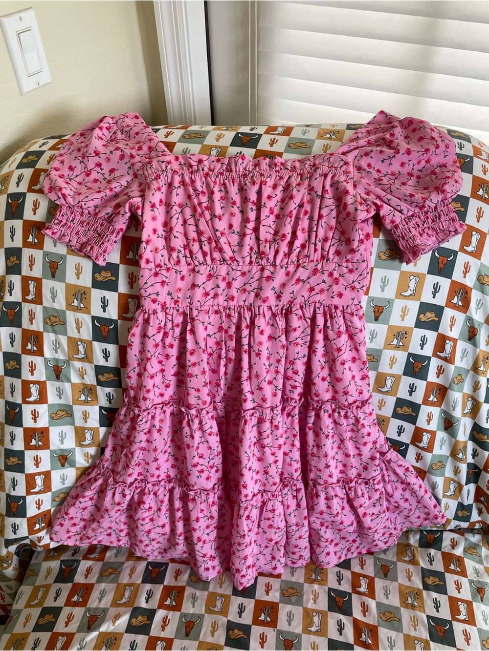 Blu Pepper Pink Floral Puff Sleeve Sundress
